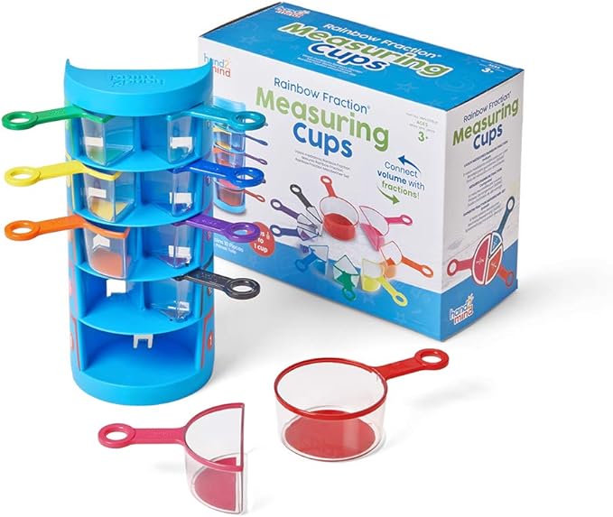 hand2mind Rainbow Fraction Measuring Cups, Fraction Manipulatives, Kids Measuring Cups, Baking Supplies For Kids, Visual Measuring Cups, Unit Fraction, For Kids Kitchen, Montessori Kitchen (Set of 9)