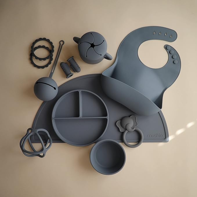 mushie Silicone Suction Bowl | BPA-Free Non-Slip Design (Tradewinds)