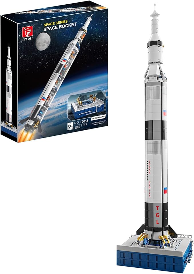 TYCOLE Space Rocket Building Toy Set,Translucent Design Spacecraft Building Block Kit,Spaceship Collectors Building Set with Launch Stand,Christmas Birthday Gift for Adults and Kids 8+(846PCS)