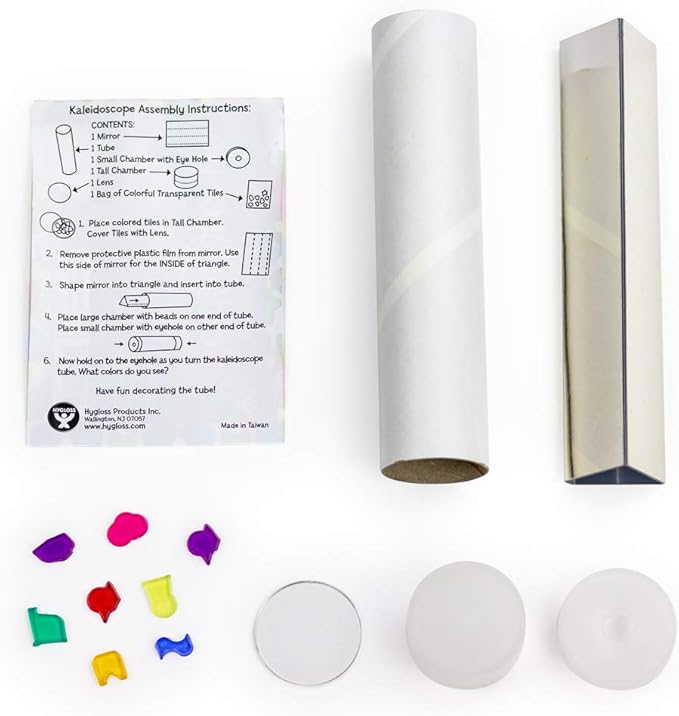 Hygloss Products Kaleidoscope Kit For Kids - Make Your Own Kaleidoscopes - 6-3/4 x 1-3/8 Inches, 1 Pack