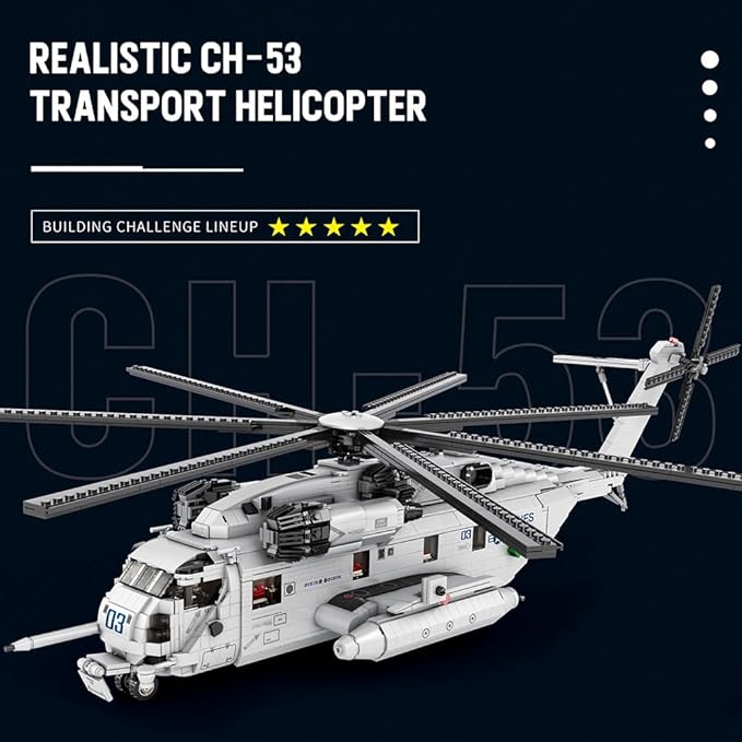 MISINI 33037 CH-53E Super Stallion Transport Helicopter Building Blocks Set, 2192 PCS Airplane Model Building Kits, Educational Toys Gifts for Kid and Adult
