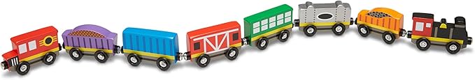 Melissa & Doug Wooden Magnetic Train Cars - 8 Piece Educational and Skill-Building Wooden Toy for Boys and Girls Magnetic Train, For Toddlers And Kids Ages 3+