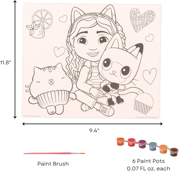 Innovative Designs Gabbys Dollhouse Creative Coloring Canvas Painting and Activity Set for Kids, 1000+ pcs