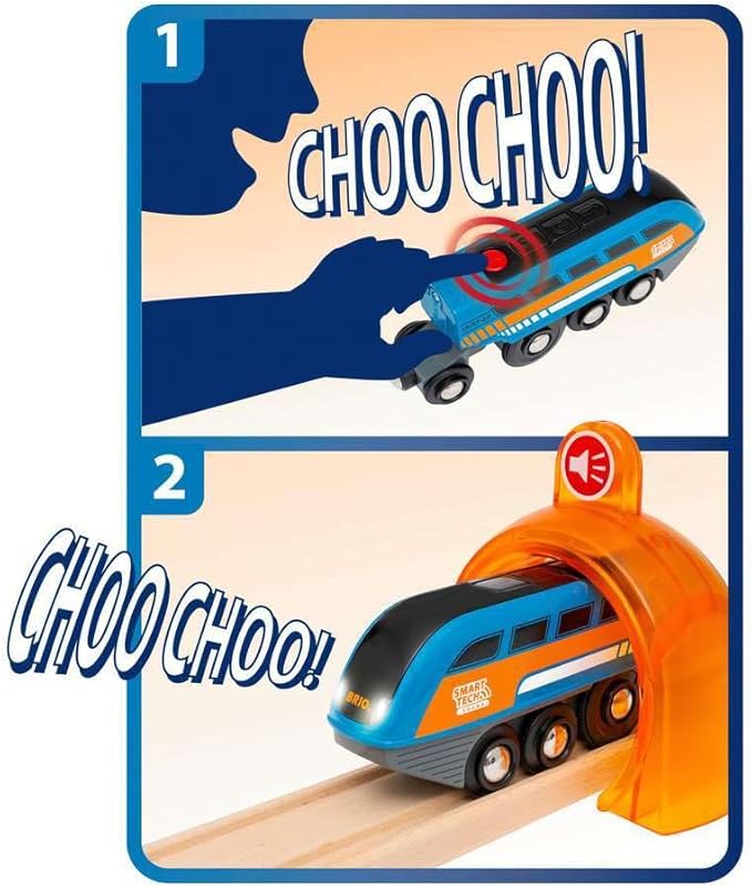 BRIO 33971 Smart Tech Sound Record & Play Engine - Interactive Wooden Toy Train for Kids | Perfect for Age 3 and Up | Enhances Motor Skills