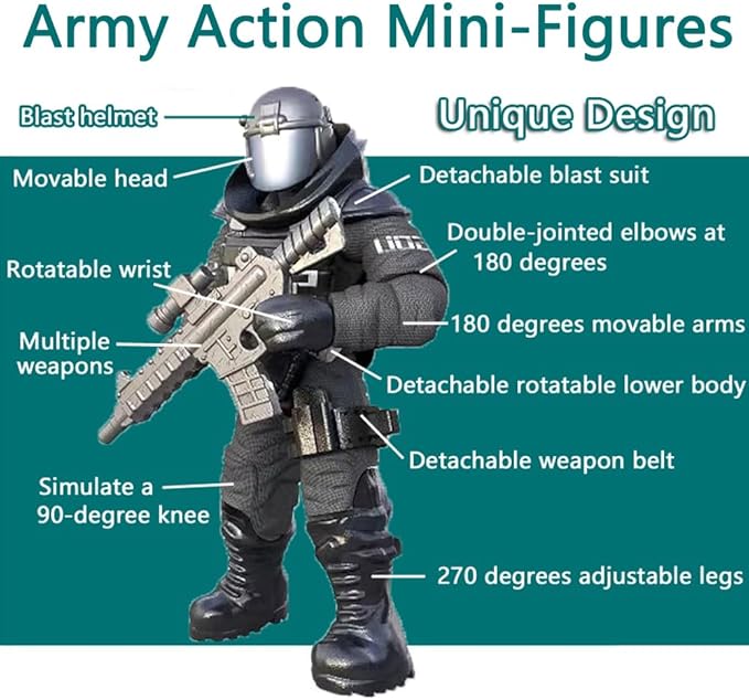 8 PCS Building Block City Policeman Action Mini-Figures with Multiple Military Weapons Accessories SWAT Model Equipment Assembly Building Toys Party Favors Gift for Boys