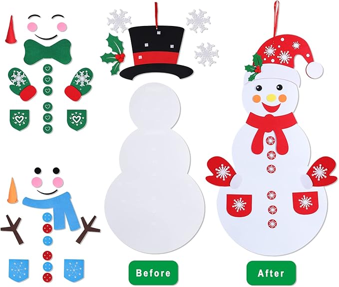 Max Fun DIY Felt Snowman Games Set with58Pcs Crafts Kit Wall Hanging Xmas Gifts for Christmas Winter Holiday Party Decorations (Snowman)