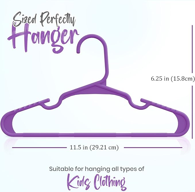 Utopia Home 40 Pack Kids Hangers - 11.5 Inch Plastic Baby Hangers for Closet - Childrens Hanger for Clothes & Infant Hanger for Closet - Ideal for Everyday Standard Use (Purple)
