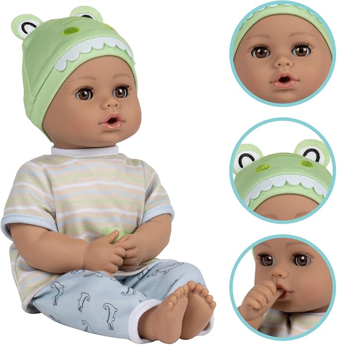 ADORA Play Time Babies Collection, 13" Baby Doll with Doll Clothes and Accesories, Made with Sweet Baby Powder Scent, and GentleTouch Vinyl Body, Birthday Gift for Ages 1+ - Later Alligator
