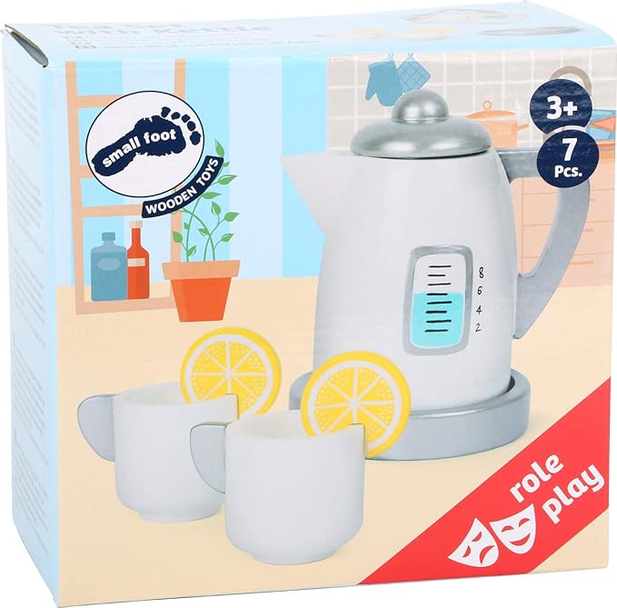 Small Foot Wooden Toys Tea Kettle Wooden playset for Children Play Kitchens Designed for Children Ages 3+, Multi