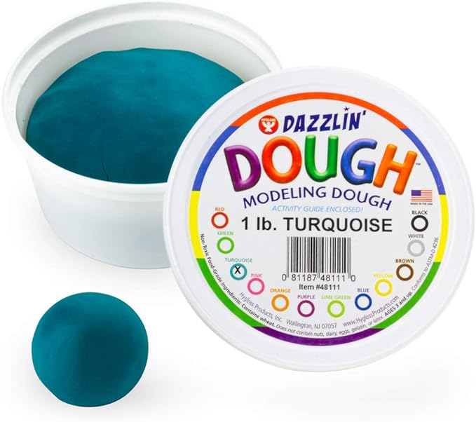 Hygloss Play Modeling Dough - Turquoise Dough Unscented - Safe & Non-Toxic for Kids Arts & Crafts - Party Favors - Classroom Supplies - 1lb