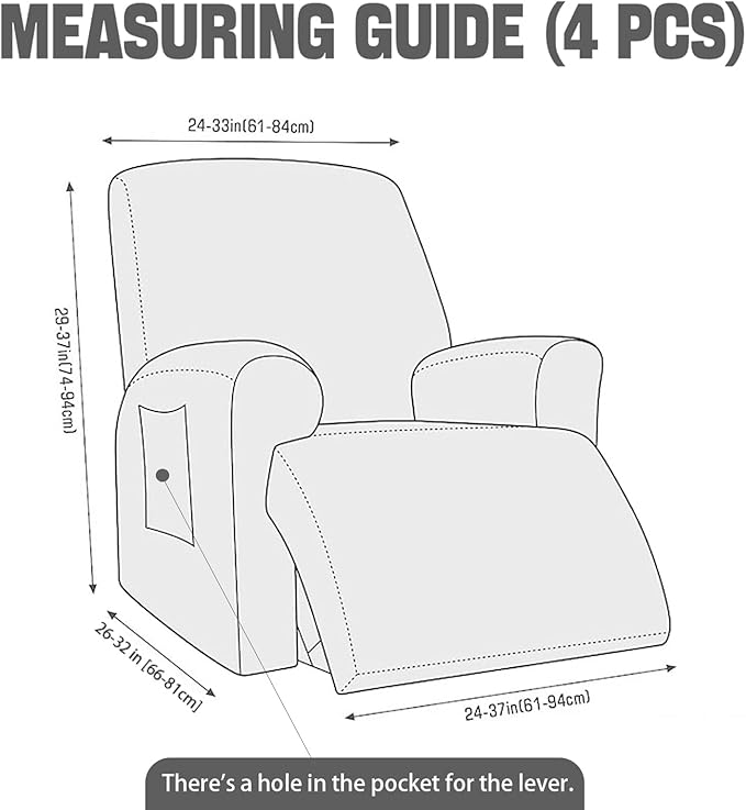 NORTHERN BROTHERS Recliner Chair Covers, Lazy Boy Recliner Covers, Stretchy Cover for Recliner Chairs, Dark Gray