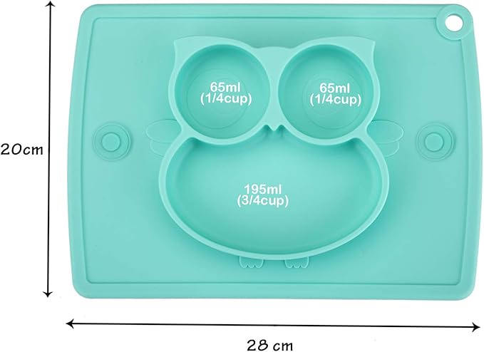 Qshare Toddler Plate, Portable Baby Plate for Toddlers and Kids, BPA-Free Strong Suction Plates for Toddlers, Dishwasher and Microwave Safe Silicone Placemat 11x8x1 inch