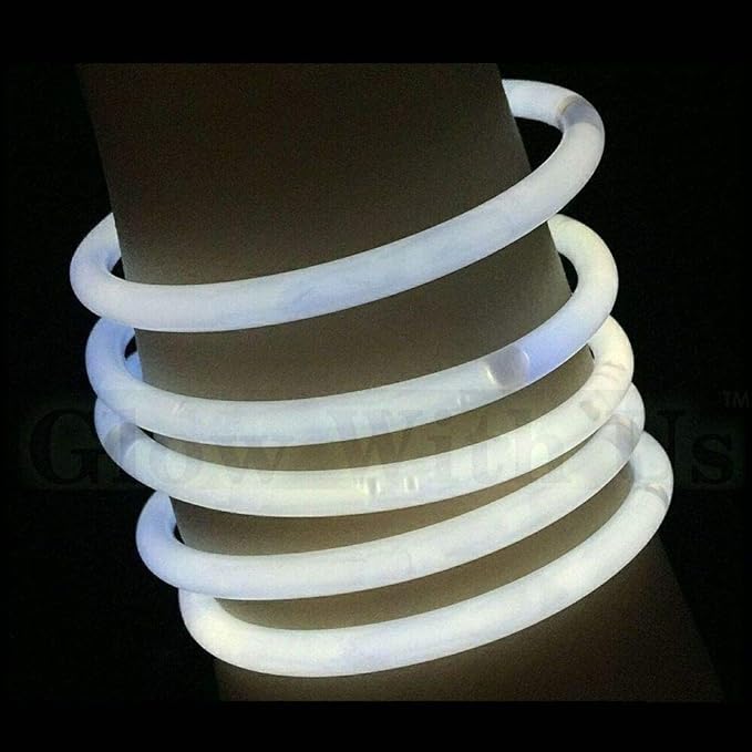 Glow With Us Glow Sticks Bulk Wholesale Bracelets, 2500 8” White Glow Stick Glow Bracelets, Bright Color, Glow 8-12 Hrs, Glow Party Favors Supplies, Sturdy Packaging, Brand
