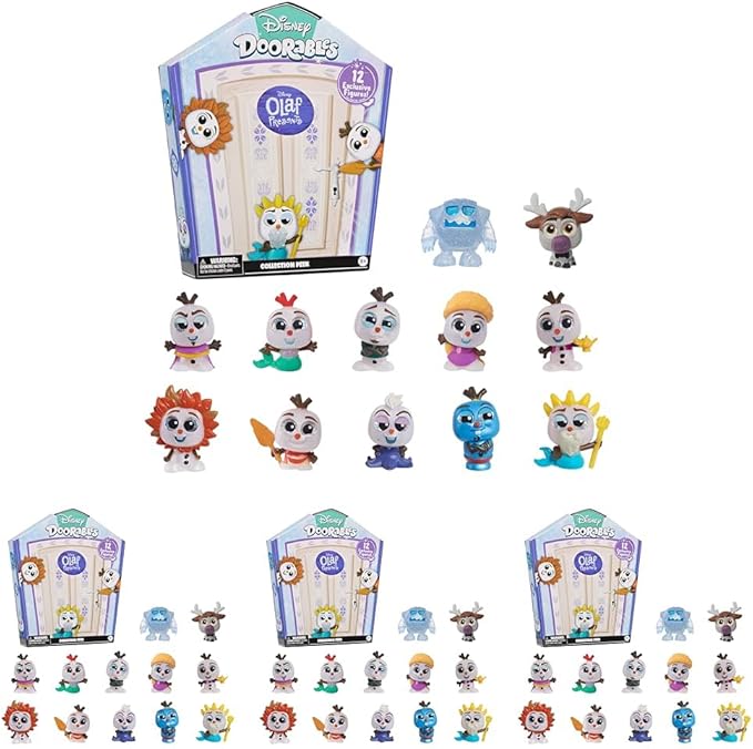 Disney Doorables Olaf Presents Collection Peek, Collectible Blind Bag Figures, Kids Toys for Ages 5 Up, Amazon Exclusive by Just Play (Pack of 4)