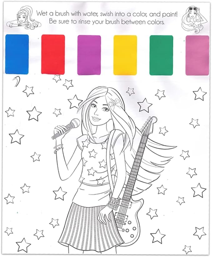 Barbie Coloring Books Activity Super Set ~ Giant Barbie Paint with Water Book, Stickers and More | Barbie Party Supplies