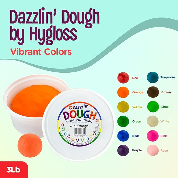 Hygloss Play Modeling Dough - Orangle Dough Unscented - Safe & Non-Toxic for Kids Arts & Crafts - Party Favors - Classroom Supplies - 3lb