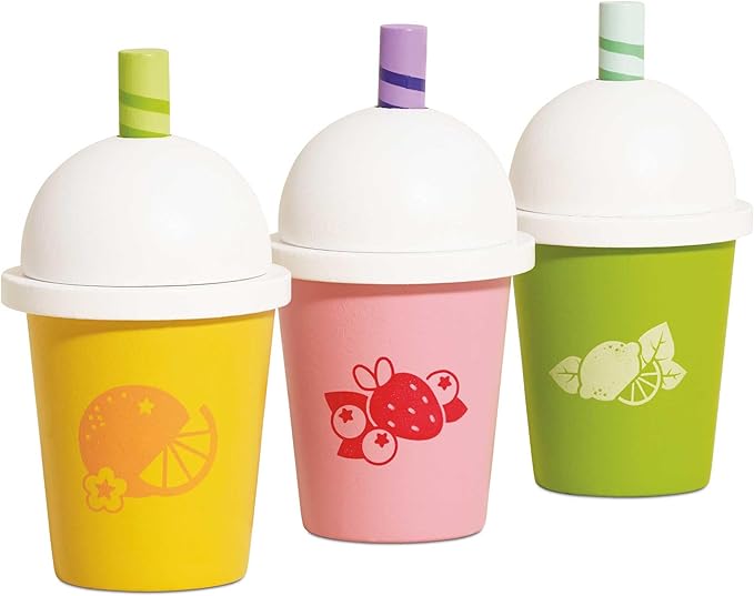 Le Toy Van - Childrens Wooden Honeybake Smoothie Cup & Juice - Set of 3 - Pretend Toy - Role Play Toy - Wooden Food for Kids - Kids Kitchen & Food Toys - Toys for 2 Year Olds +