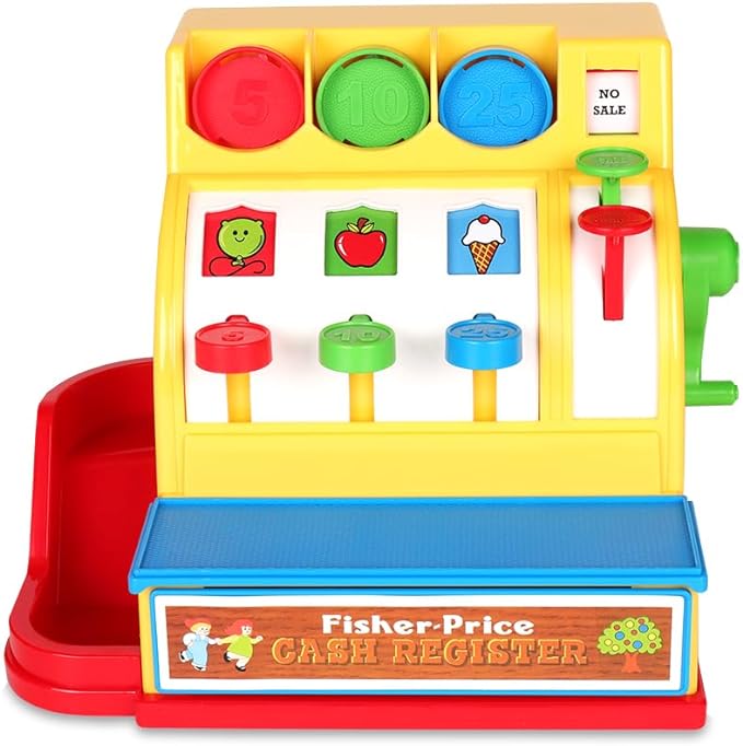 Fisher-Price Classics - Retro Cash Register - Great Pre-School Gift for Girls and Boys, Kids and Toddlers, birthday gift, Christmas, holiday, Ages 2+