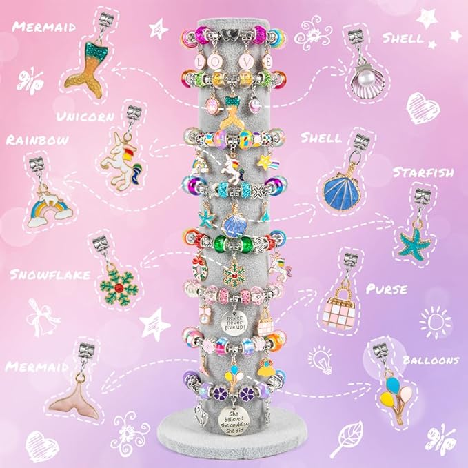 Sofier Charm Bracelet Making Kit for Girls Jewelry Box Jewelry Making Kit Gifts for Girls 4-12 DIY Craft Toys Birthday Christmas