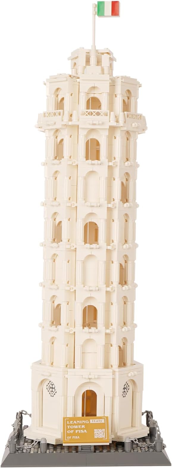 Oichy Leaning Tower of Pisa Building Blocks Set, 1334 PCS Famous Architecture Model Building Kits, Collection Leaning Tower of Pisa Model Building Blocks for Adults and Kids