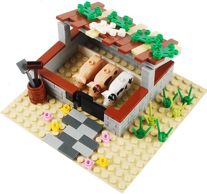 Farm Field Set Building Blocks Plant Animal Crops Building Bricks Kit DIY Building Set Compatible All Major Brands (#C)