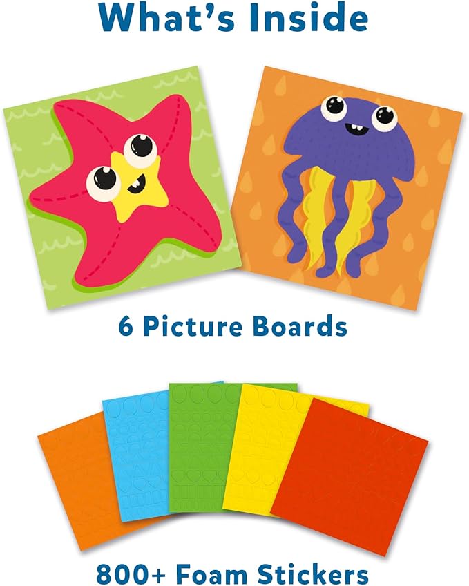 Skillmatics Art Activity - Fun with Foam Under The Ocean, No Mess Felt Sticker Art for Kids, 3D Foam Stickers, DIY Craft Kits, Gifts for Boys & Girls Ages 3, 4, 5, 6, 7