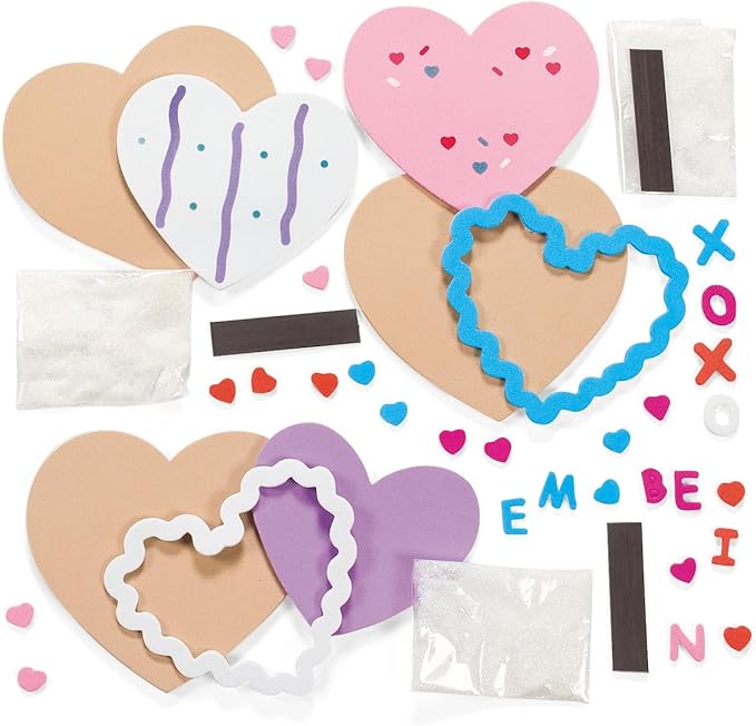 Fun Express Valentine Cookie Foam Magnets Craft Kit - Makes 12 - Valentine's Day Crafts for Kids