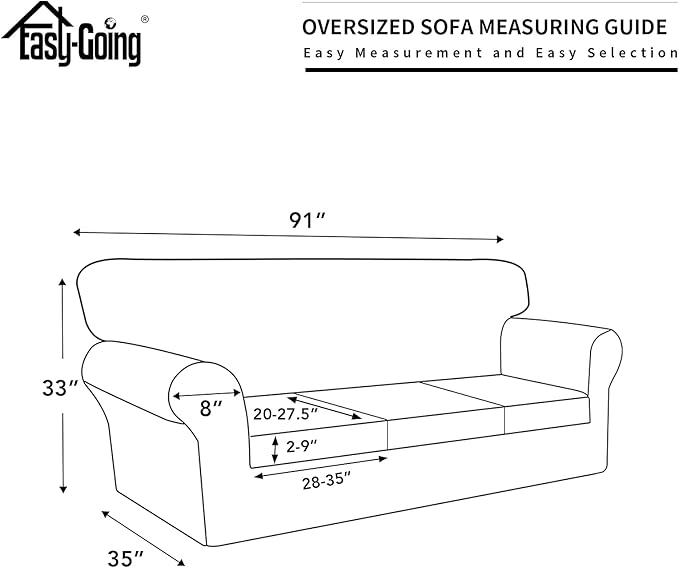 Easy-Going 100% Dual Waterproof Oversized Cover Stretch Soft Couch Cover for Dogs, Sofa Slipcover for 3 Separate Cushion Couch Leakproof Furniture Protector for Kids, Pets Brown
