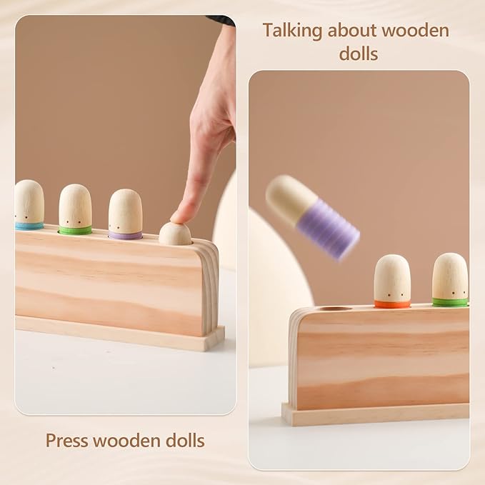 Pop Up Toy Multicolor Puppets | Wooden Color Sorting Toys | STEM Montessori Color Matching Toys | Preschool Learning Educational Toys Gifts for Kids Boys Girls Ages for 3+ Years (Classic Colours)