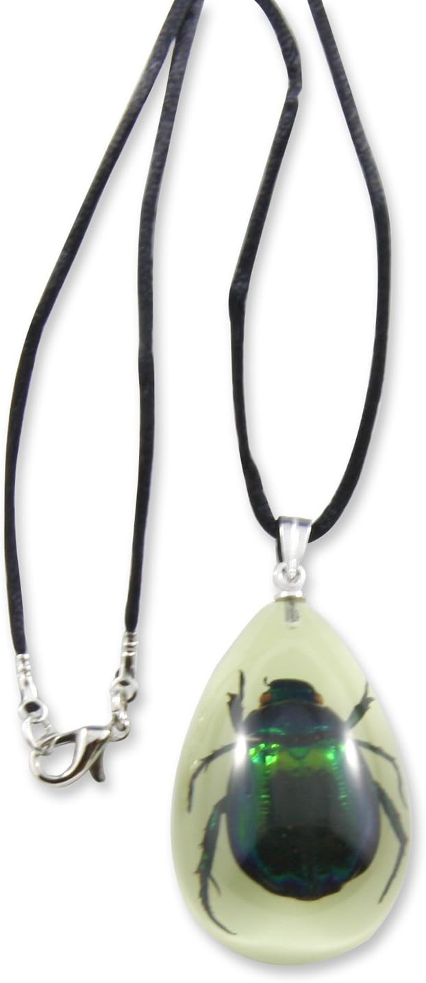 REALBUG Green Chafer Beetle Glow in The Dark Necklace, Small , Black
