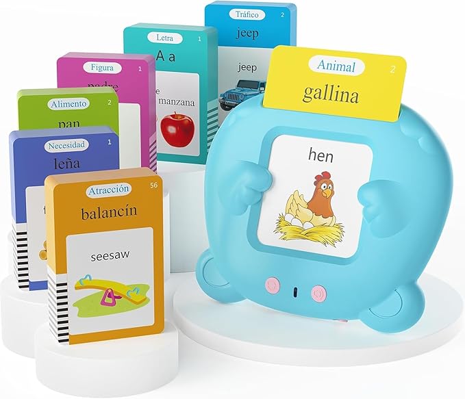 Spanish & English Talking Flash Cards for Toddler - 510 Sight Words Bilingual Learning Toys for Toddlers 3+, 31 Themes with 3 Songs Autism Sensory Toys, Montessori Educational Toys for Boys and Girls
