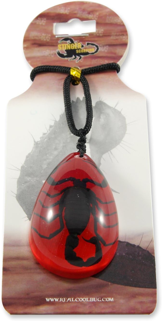 REALBUG Black Scorpion Necklace, Red, Large