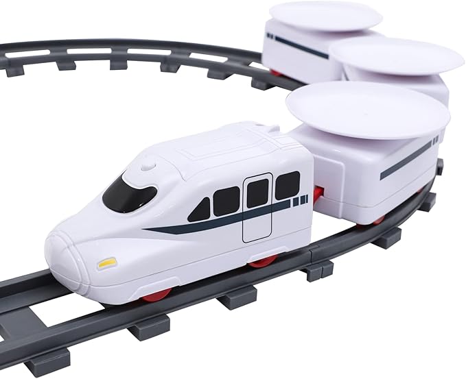 TOYANDONA Sushi Train Set Rotating Table Food Train Battery Powered Electric Train Toy Under Christmas Tree Train Track for Kids Boys Girls White