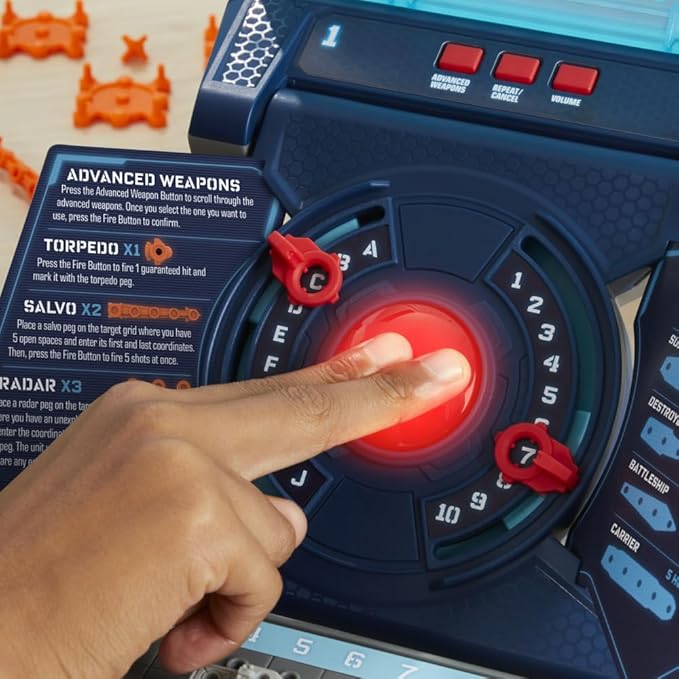 Hasbro Gaming Electronic Battleship Reloaded Board Game, Naval Combat Strategy Game with Sounds, Lights, Special Attacks, Ages 8 and Up, 1-2 Players