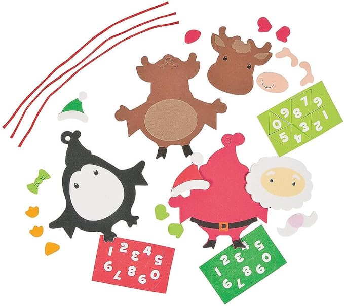 Fun Express Dated Christmas Character Ornament Craft Kit -Makes 12 - Holiday Crafts for Kids