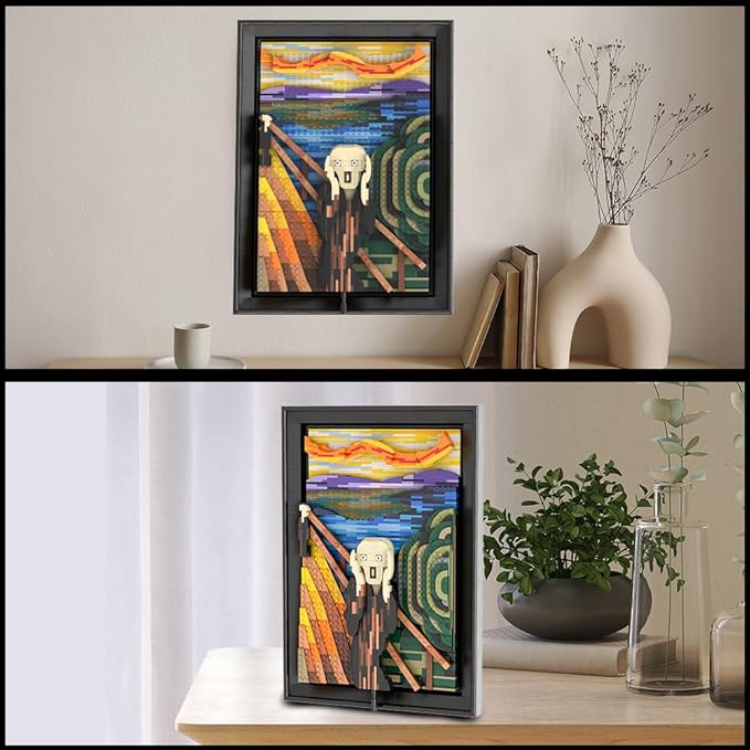 HOGOKIDS The Scream Artwork Building Set - 3D Wall Art Building Kit for Home Office Décor Display Framed DIY Painting Building Blocks Creative Activity for Teens Adults Ideas Birthday Gift - 1800 PCS