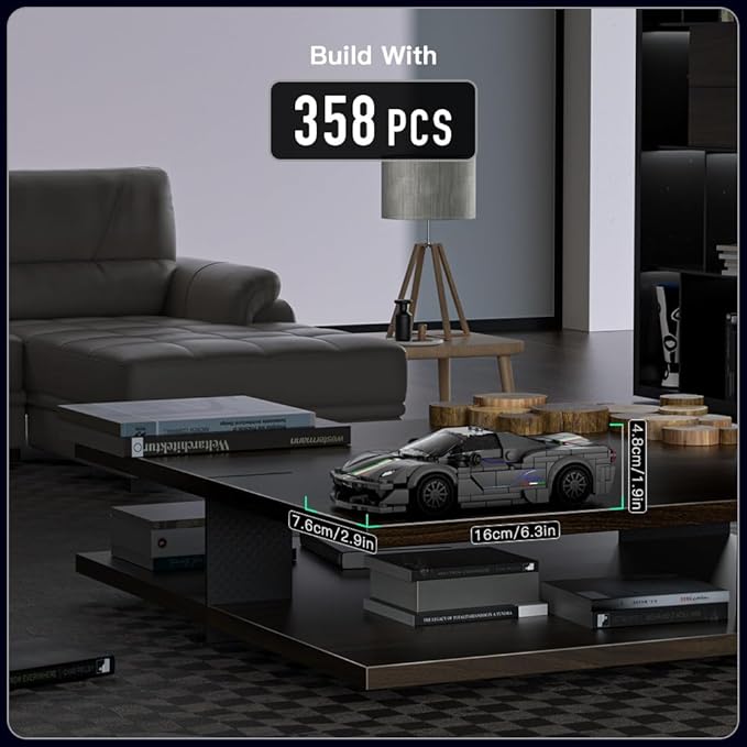 Mould King Speed Champion Car Building Toys with Acrylic Display Case, Model Race Car Toy Building Blocks Kit 27068 Collectible Racing Vehicle Set for Kids Age 8+ Teens Adults, 358 Pieces