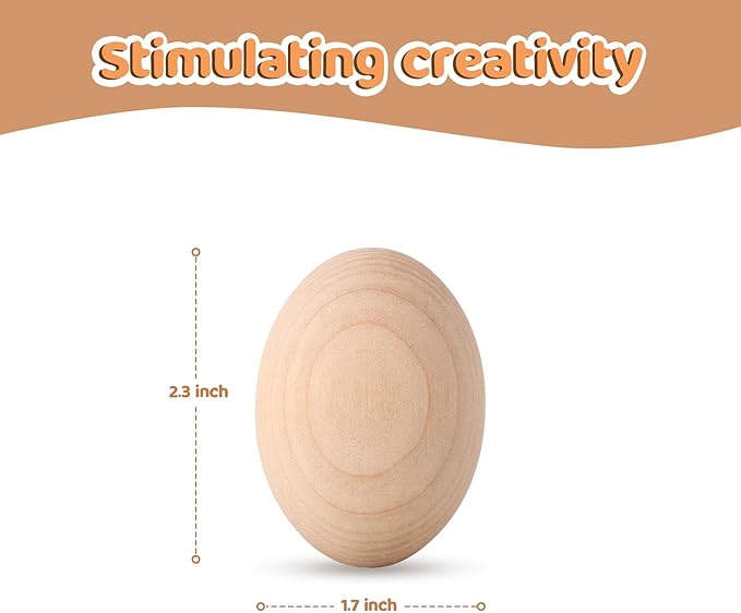 Wooden Eggs, 15-Count Unpainted Wooden Eggs in Carton for Painting, Crafts, and Dyeing, Food Toys for Kitchen Play and Room Decor, Fake Eggs for Nesting Boxes and Poultry Incubators.