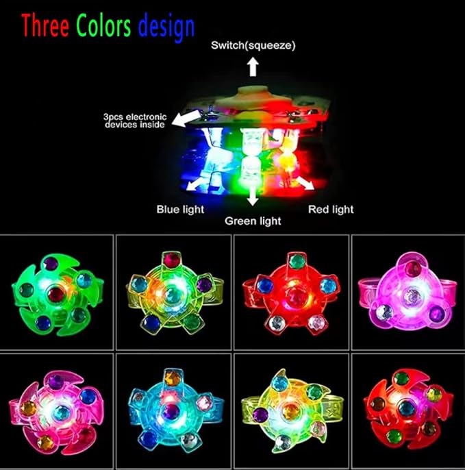 12pack LED Light Up Fidget Spinner Bracelets, Glow in The Dark Party Favors for Kids 4-8 8-12, Treasure Box Toys for Classroom, Birthday Gifts, Pinata Goodie Bags Stuffers