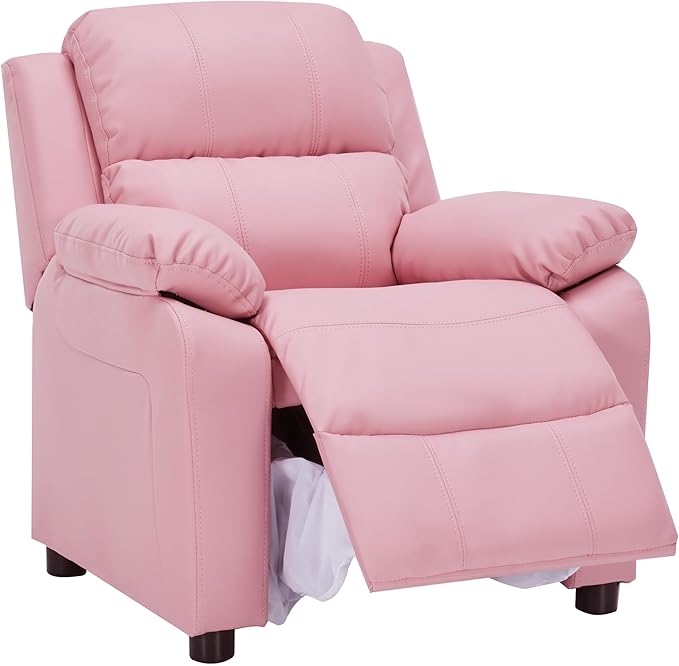 JC Home Macaron Kids Reclining Chair Leather Recliner Sofa Toddler Youth Children Child Ages 2-8