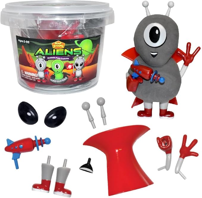 Aliens Craft Kit 12pc Party Pack – Build, Play, and Display 12 Air-Dry Clay Aliens, Great for Birthday Parties, Trick or Treating, Stocking Stuffers, for Kids, Boys and Girls Ages 5+