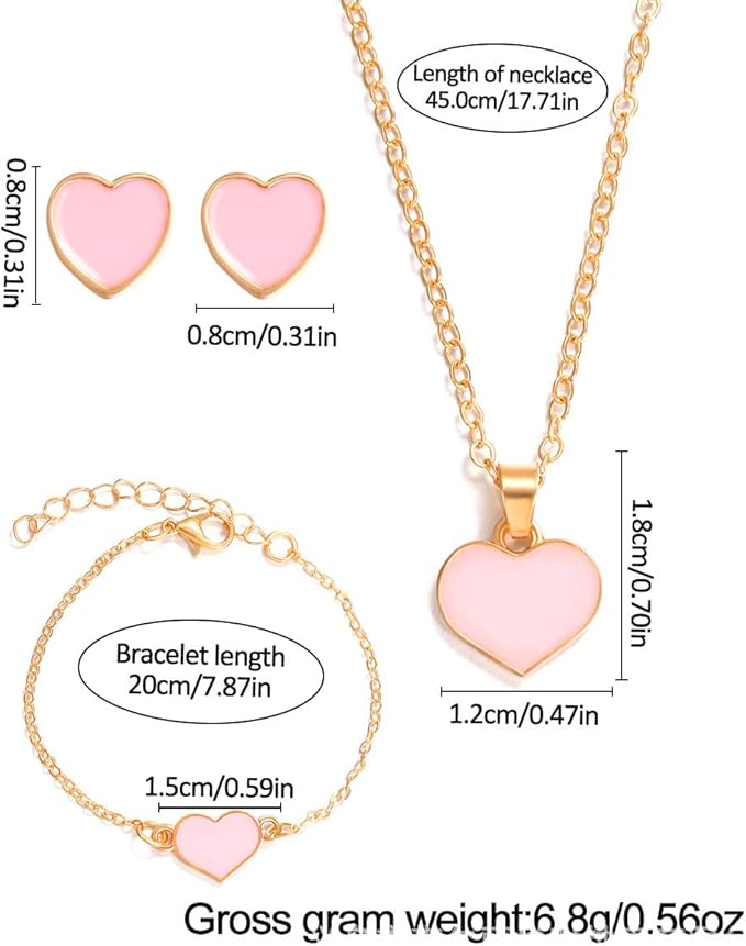 7 Pcs Pink Rise Costume for Girls Red Princess Dress with Wig