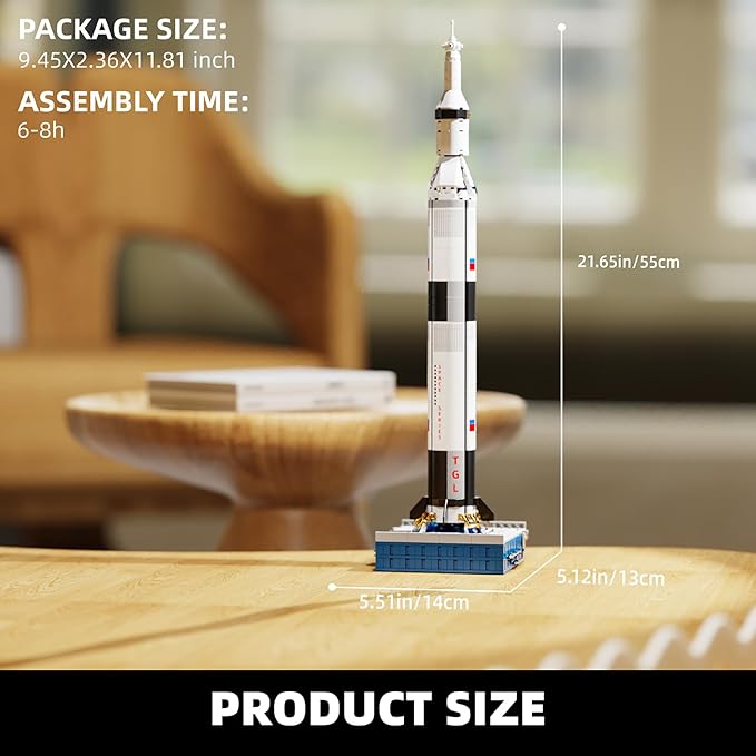 TYCOLE Space Rocket Building Toy Set,Translucent Design Spacecraft Building Block Kit,Spaceship Collectors Building Set with Launch Stand,Christmas Birthday Gift for Adults and Kids 8+(846PCS)