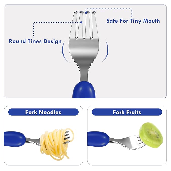 Lehoo Castle Toddler Fork and Spoon, 6pcs Toddler Utensils Kids Silverware, Safe Stainless Steel Toddler Fork Spoon Set, Children Flatware Set, Incudes 3 Spoons and 3 Forks (Submarine)