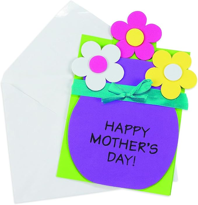 Fun Express Mother's Day Greeting Card Making Kit for Kids - Create 12 Unique Mother's Day Greeting Cards Together - Celebrate Mom with Love, Gifts from The Heart & Express Love Through Art