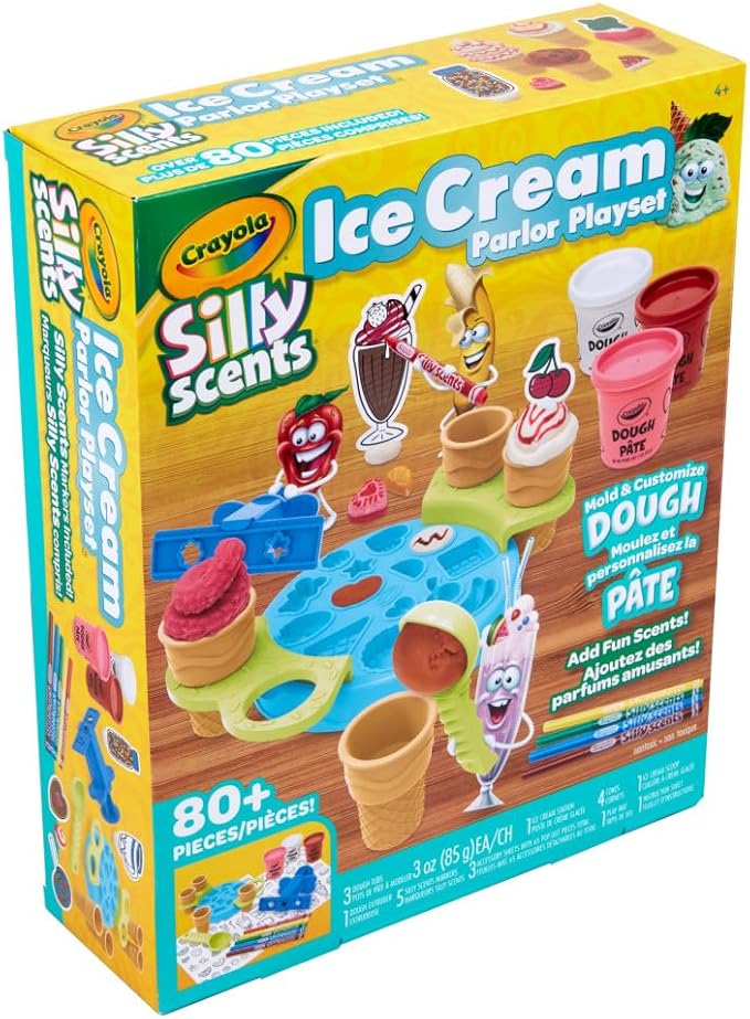 Crayola Silly Scents Ice Cream Toy, Kids Modeling Dough, Play Food Toy with Scented Markers, Gifts 4+