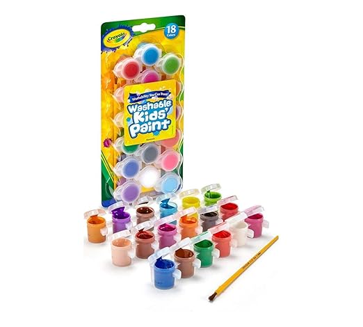 Crayola Washable Kids Paint Assorted Colors, Pack of 2 | Includes 5 Color Flag Set