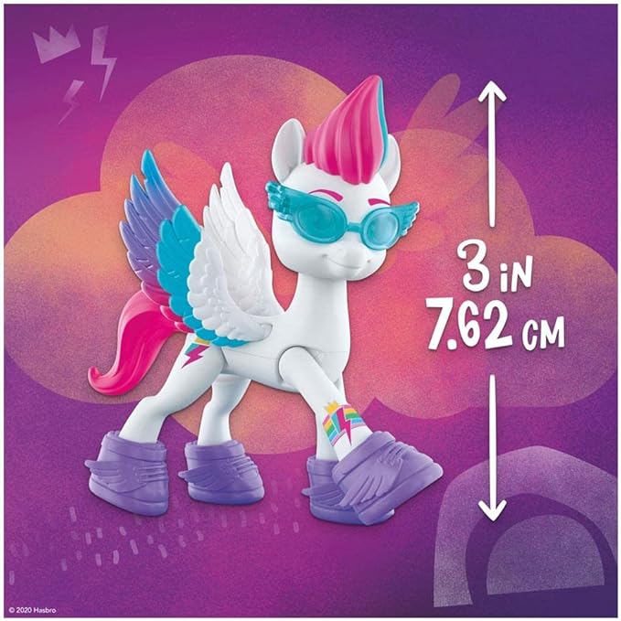 My Little Pony: A New Generation Movie Crystal Adventure Zipp Storm - 3-Inch White Pony Toy with Surprise Accessories, Friendship Bracelet