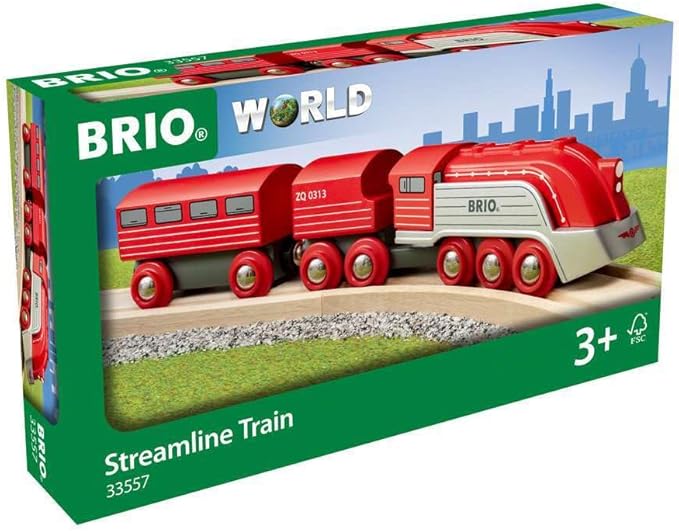 BRIO World 33557 - Streamline Train Set | 3-Piece Wooden Toy Set | Designed for Speed | Fine Craftsmanship | Great for Kids Ages 3 and Up