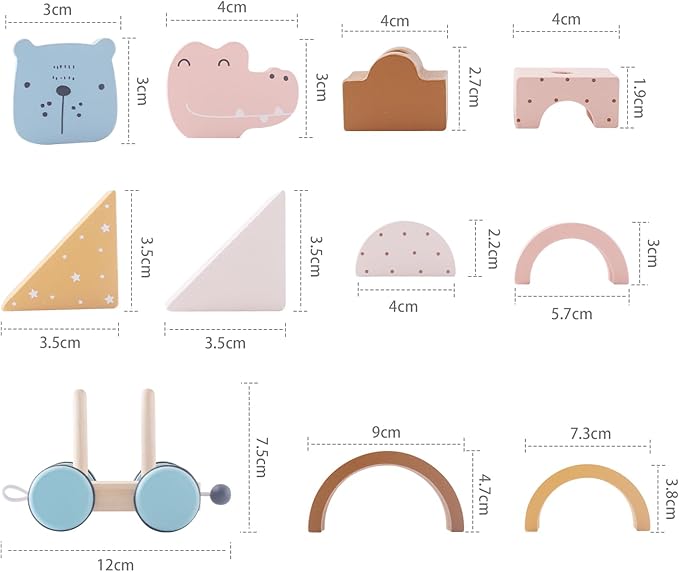 Wooden Train Toys Set Wooden Stacking Train for Toddler Animal Train Toy Montessori Toys for 1 2 3 Boy Girl Christmas Birthday Gift